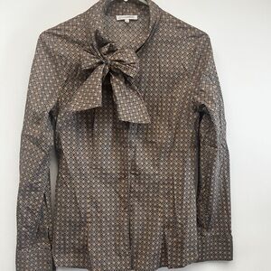 Naracamicie Black, Grey, Tan Patterned Blouse